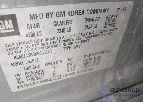 2019 Buick Encore Fwd Preferred z USA, uszkodzony, nr VIN KL4CJASB8KB836560